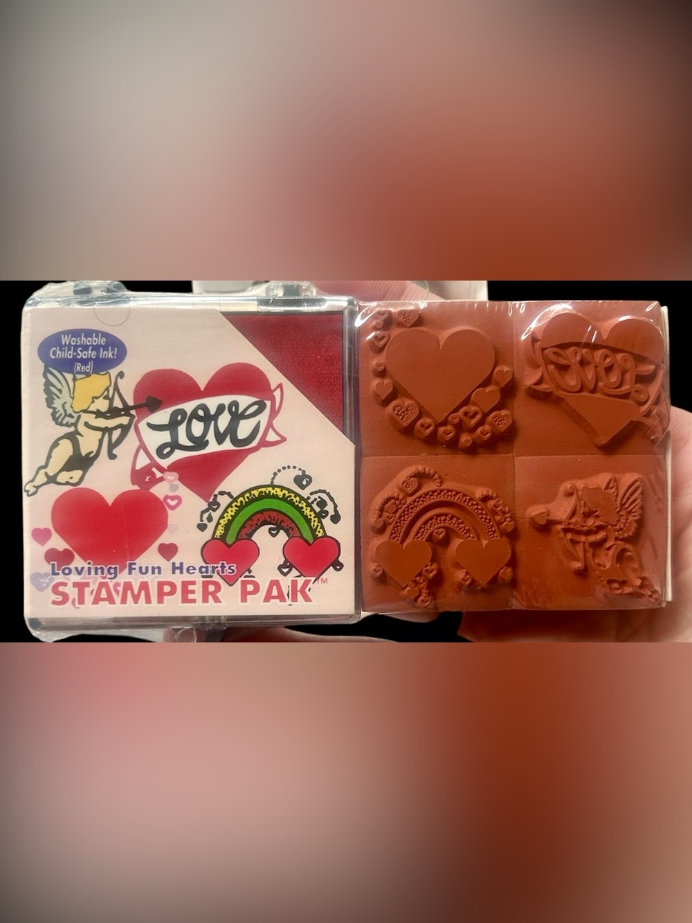 Loving Fun Hearts Stamper Pak - Red Rubber Heart Craft Stamp Set